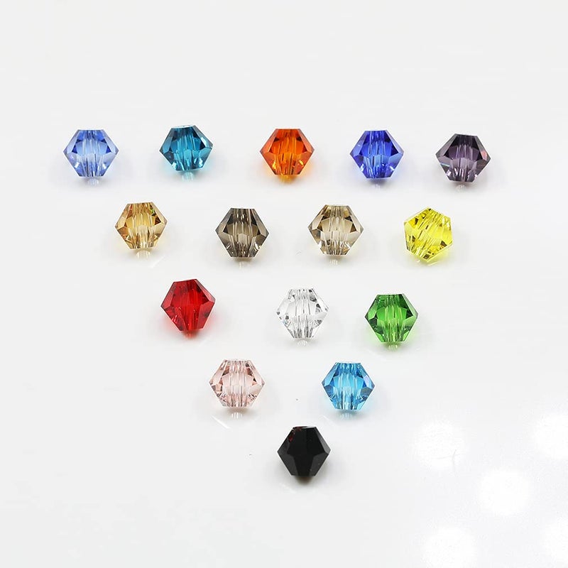 BALABEAD Wholesale 4mm Bicone Faceted Crystal Glass Beads for Jewelry Making, DIY Craft Beads for Necklace 15 Colors Mix Lot in Box (Total 1500pcs) - Image 2